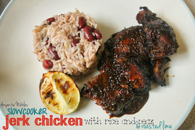 Slow Cooker Jerk Chicken with Rice and Peas and Roasted Lime from www.anyonita-nibbles.com