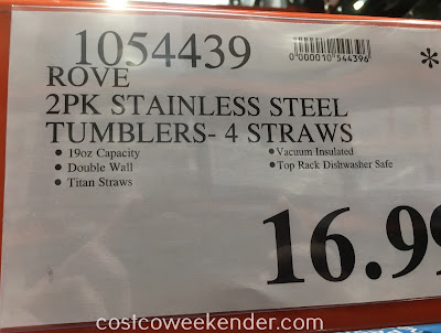 Deal for a 2 pack of Rove Stainless Steel Double Wall Vacuum Insulated Tumblers (2 pack) at Costco