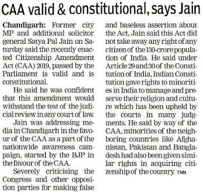 CAA valid & constitutional, says Jain