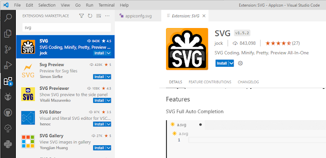 Extension SVG pour Visual Studio Code