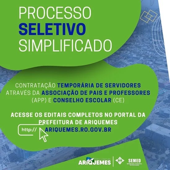 Semed divulga Edital de Processo Seletivo para contratação temporária ( APPs e Conselhos Escolares)