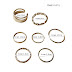 Metal alloy ring set for women, finger ring with hollow round opening for girl, wedding gifts for party