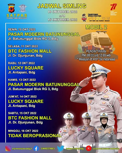 Jadwal SIMLING Kota Bandung Minggu Ini