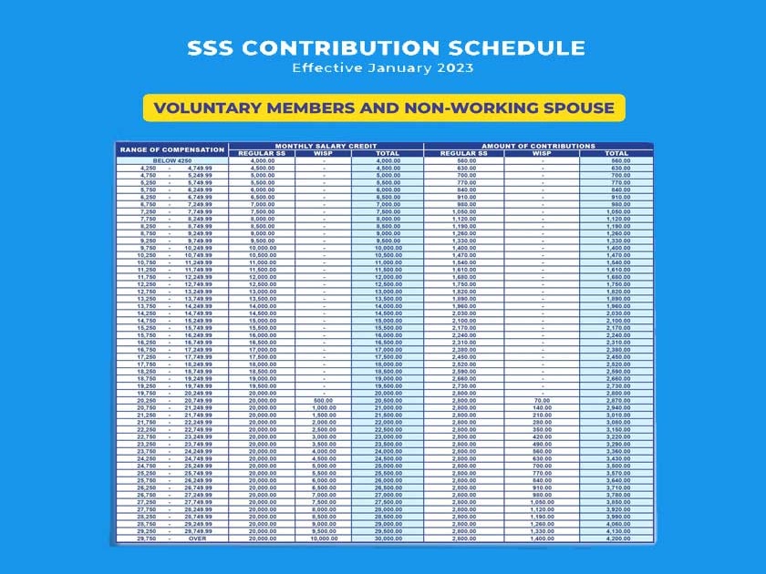 SSS Voluntary Members Contribution Table 2024