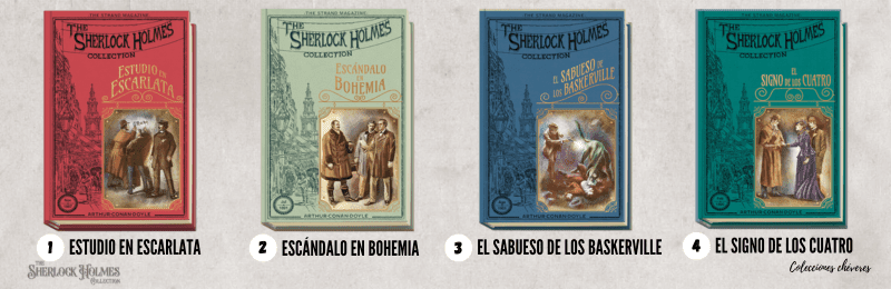 the sherlock holmes collection peru, Estudio en escarlata, Escándalo en Bohemia, El sabueso de los Baskerville, El signo de los cuatro