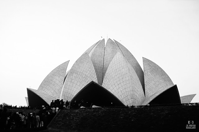 lotus temple delhi black and white photo 