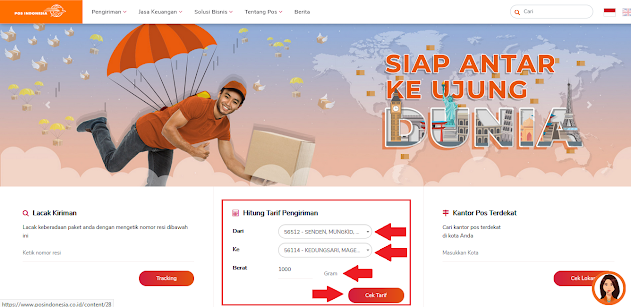 Cek ongkos kirim melalui website PT Pos Indonesia