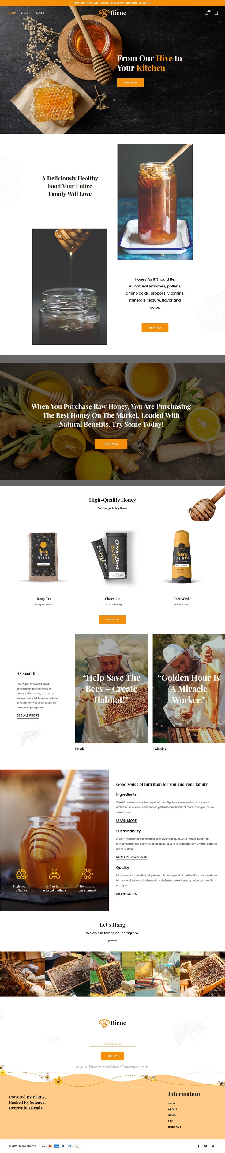 Organic Honey Products Website Theme