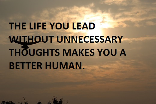 THE LIFE YOU LEAD WITHOUT UNNECESSARY THOUGHTS MAKES YOU A BETTER HUMAN.
