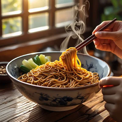 우한의 대표 아침은식 러간미엔의 이미지