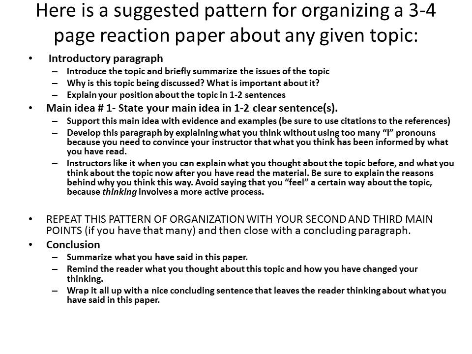 how to write a thesis statement for reaction paper