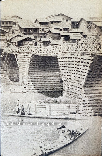 Bridge in Srinagar Kashmir early 1900s.