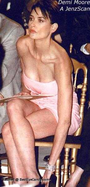 Demi Moore's Beautiful Legs Upskirt Moment in Pink Minidress