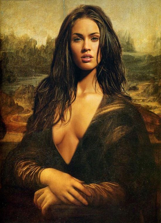  fiquei pensando, como seria a celebridade Megan-Fox como Mona Lisa?