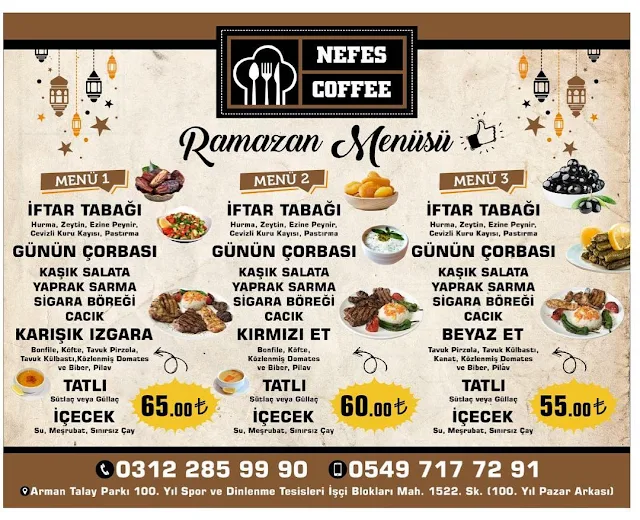 nefes bistro ankara iftar mekanları çankaya iftar mekanları çankara iftar menüsü