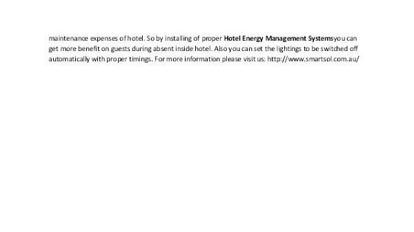 Hotel energy management