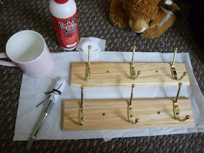 DIY wrapping paper coat hooks