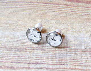 image sherlock holmes earrings ear studs pearl double-sided two cheeky monkeys