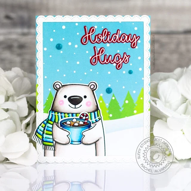 Sunny Studio Stamps: Holiday Hugs Holiday Card by Rachel Alvarado (featuring Baking Spirits Bright, Fancy Frame Dies)