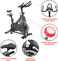 Sunny H&F SF-B1964's features include 40 lb flywheel, magnetic resistance, micro-adjustable resistance knob, height adjustable handlebars, 4-way adjustable saddle, image