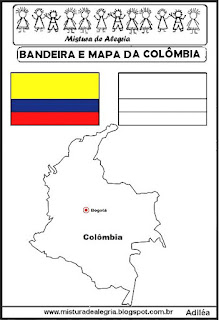 Bandeira e mapa da Colômbia