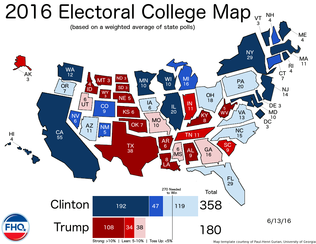 United States Presidential Election 2016 Reminder Results