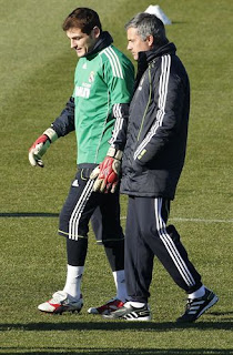 Casillas and Mourinho in Valdebebas during a training