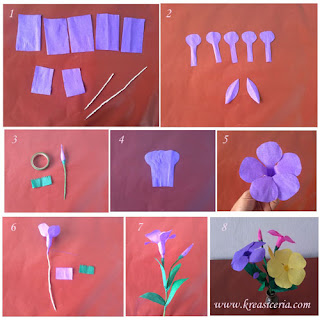 Tutorial dan cara membuat bunga alamanda dari kertas krep