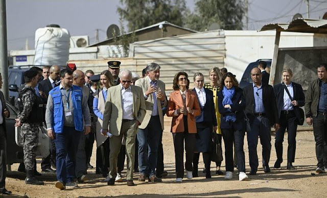King Carl Gustaf and Queen Silvia of Sweden visited the Zaatari refugee camp in Mafraq near Syrian border