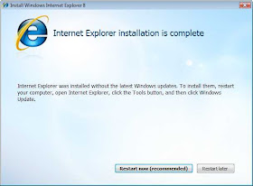 IE8 Installation is complete