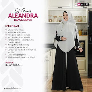 Koleksi Gamis Set Syari Aulia Aleandra Black Silver