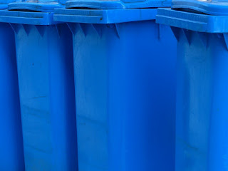 blue recycling wheelie bins