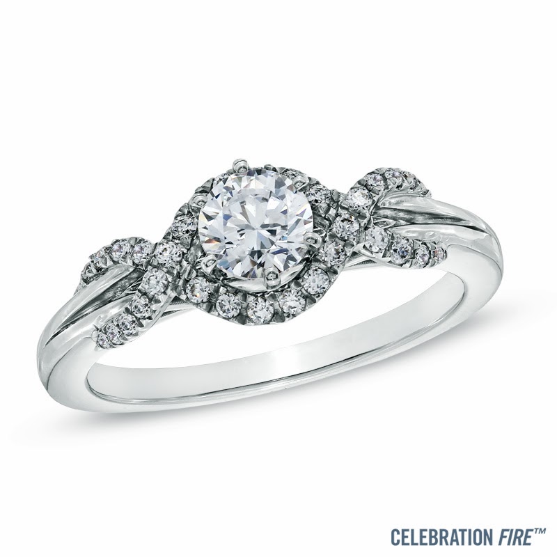 Zales Celebration Fire Diamond Spiral Engagement Ring in 14K White ...