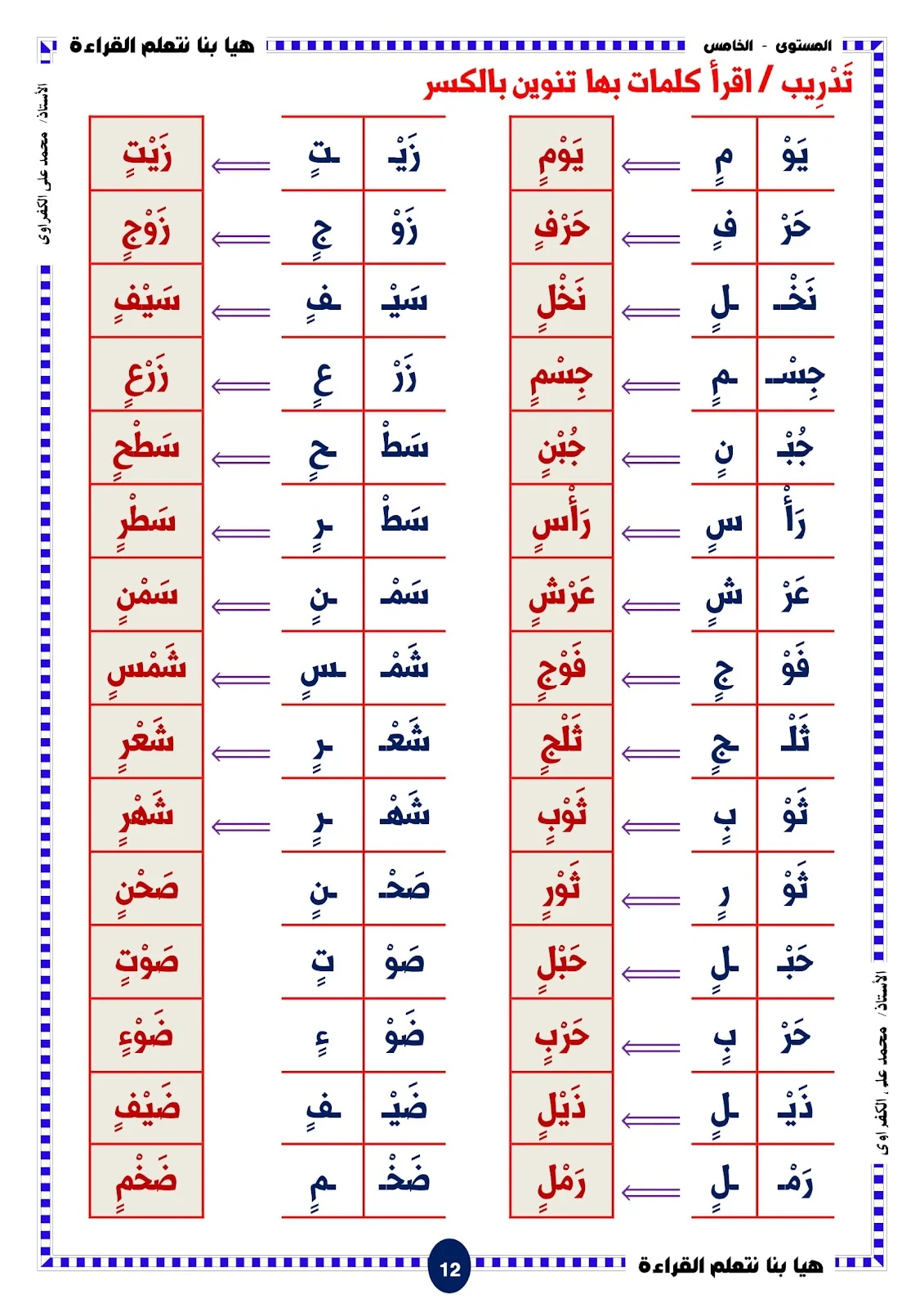 هيا بنا نتعلم القراءة المستوى الخامس الحروف والحركات