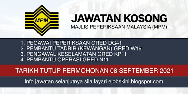 Jawatan Kosong Majlis Peperiksaan Malaysia (MPM) September 2021