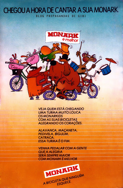 Propaganda das Bicicletas Monark veiculada nos principais gibis no começo dos anos 80.