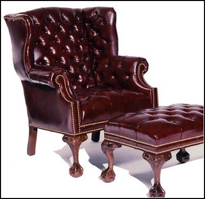 Leather Chairs on Tufted Ball In Claw Leather Wing Chair