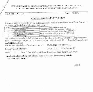 CHHATTISGARH CG PART TIME TEACHER VACANCY 2023 | छत्तीसगढ़ जिला रायपुर एवं दुर्ग में पार्ट टाइम टीचर की वेकेंसी