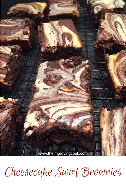 Cheesecake swirl brownies close up