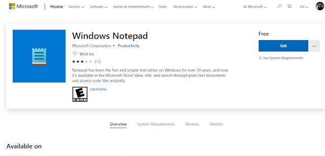 أصبح Notepad متاح الآن كتطبيق في متجر Microsoft