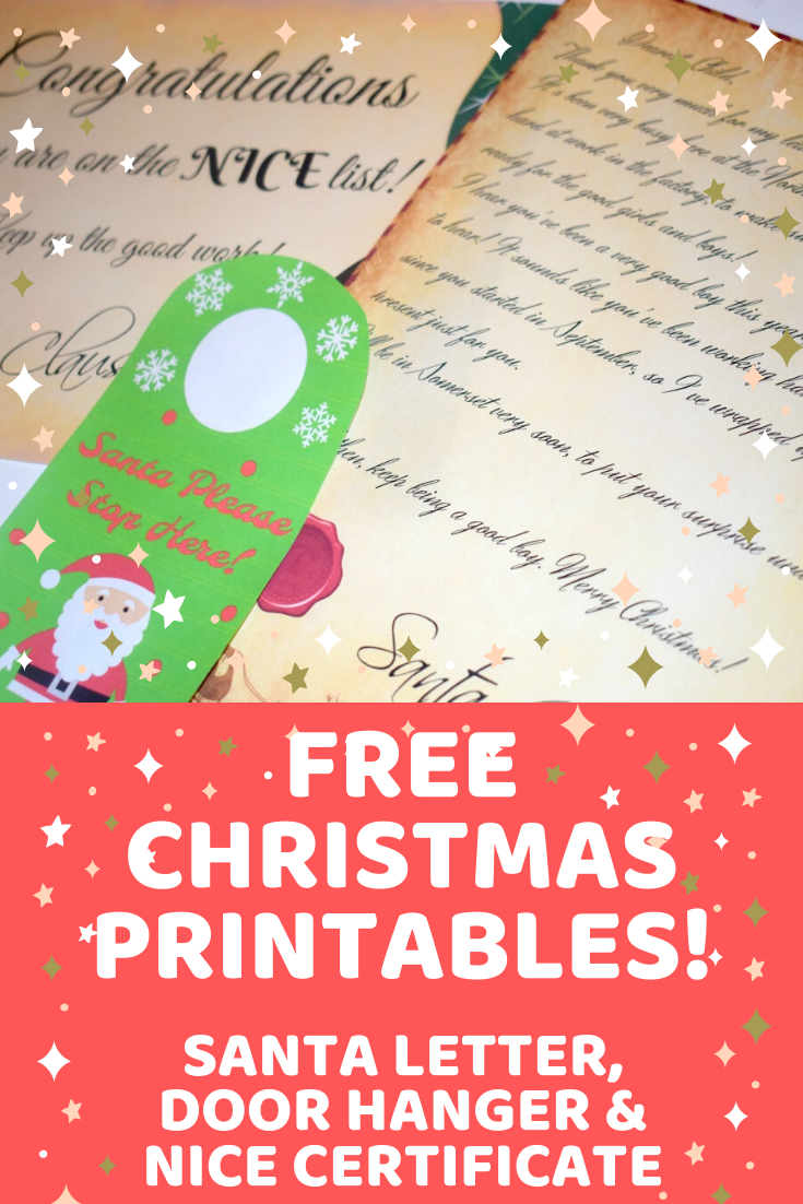 Free Christmas Printables! {Santa Letter, Door Hanger And Nice Certificate}