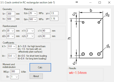 6. RC rectangular section in bending (crack width calculation, wk - ?)