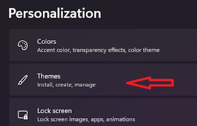 select themes under personalization settings window