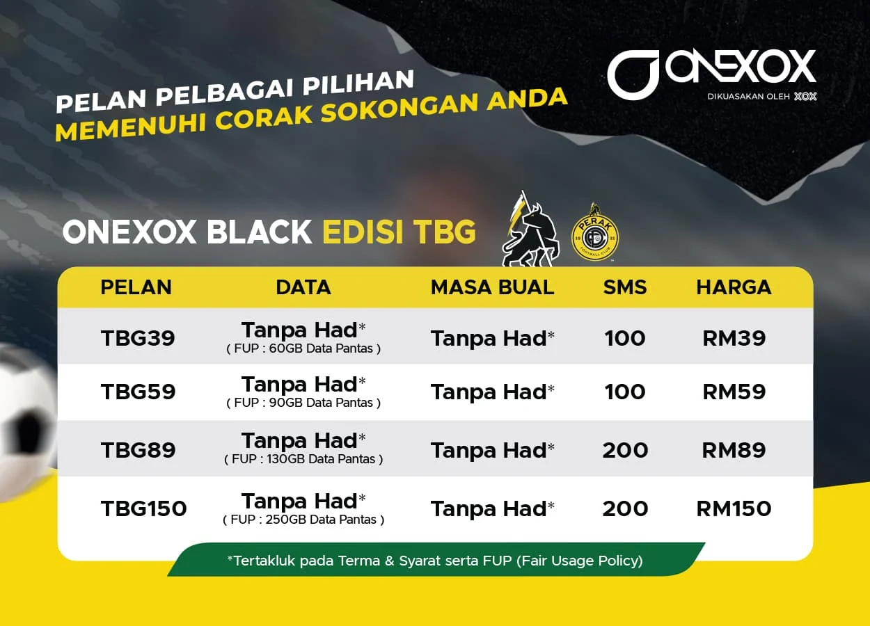 Pelan ONEXOX Black Perak FC Postpaid
