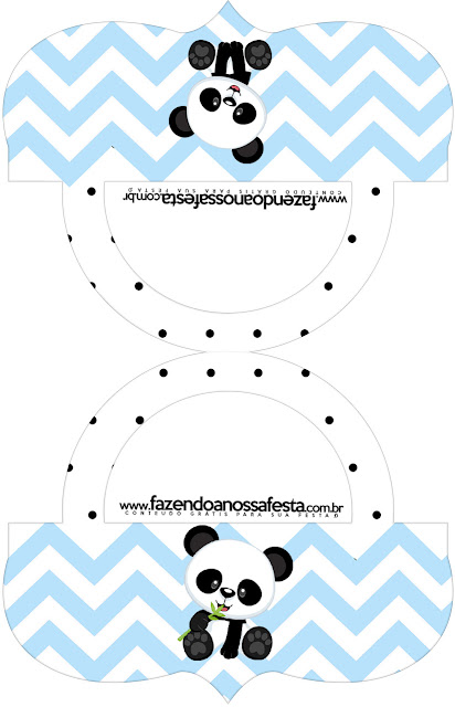 Panda in Light Blue Chevron and Black Polka Dots: Free Printable Candy Bar Labels.