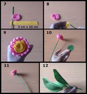 Gambar tutorial buket bunga daisy dari kain flanel part 2
