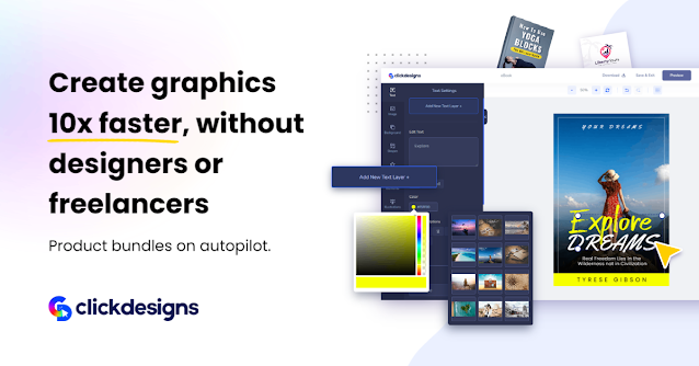 Clickdesigns: Get Amazing Graphics & Designs For Websites, Blogs, Funnels, Stores or Offers In Minutes WITHOUT Any Design Skills! #graphicdesign #digitalmarketer #blogger #graphicdesigner