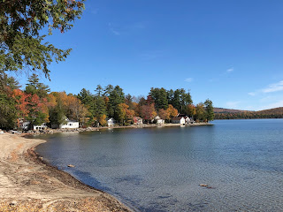 Beach and pond in autumn