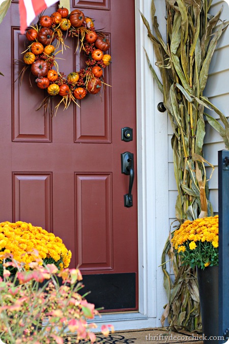 corn stalks on porch