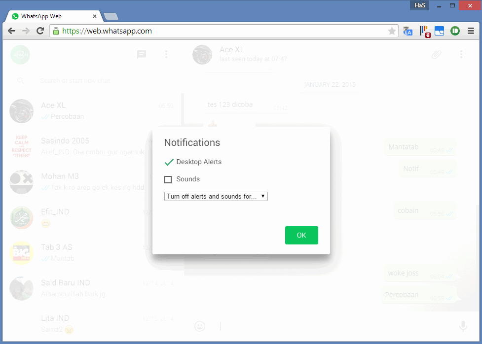 WhatsApp Web Notification Sound